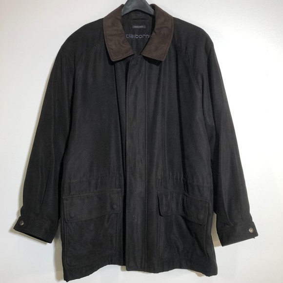 Claiborne Other - Claiborne Black W/ Brown Collar Suede Jacket 2XL